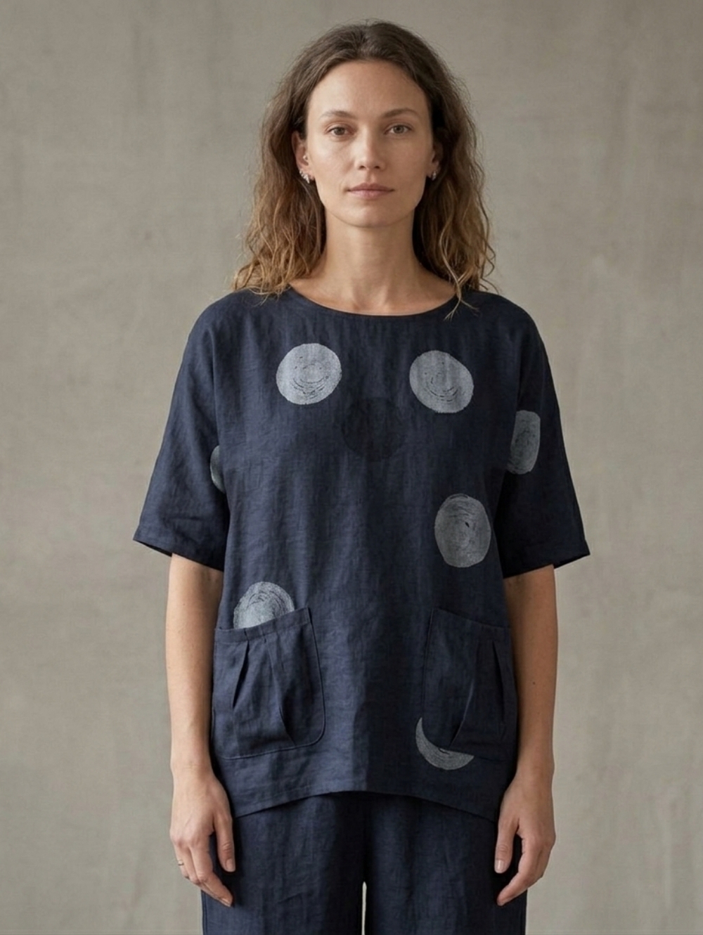 Italian Linen Bubble Polka Dot Relaxed Fit Tunic